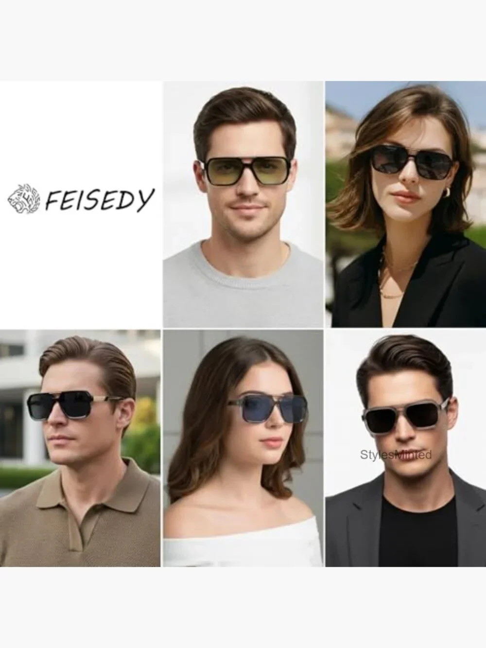 Retro Square Aviator Sunglasses for Men Women Large Frame UV Protection